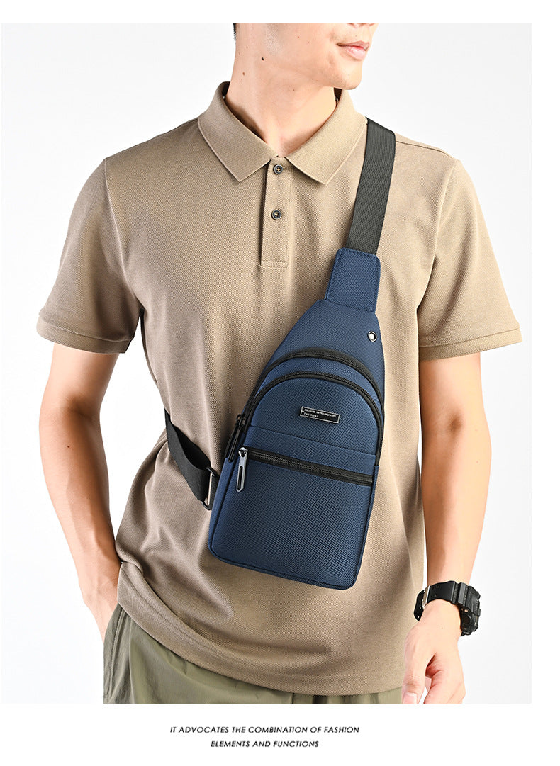 Silk Chest Bag Autumn New Large Capacity Casual Men's Bag Lightweight Simple Water-Resistant Oxford Cloth Crossbody Backpack