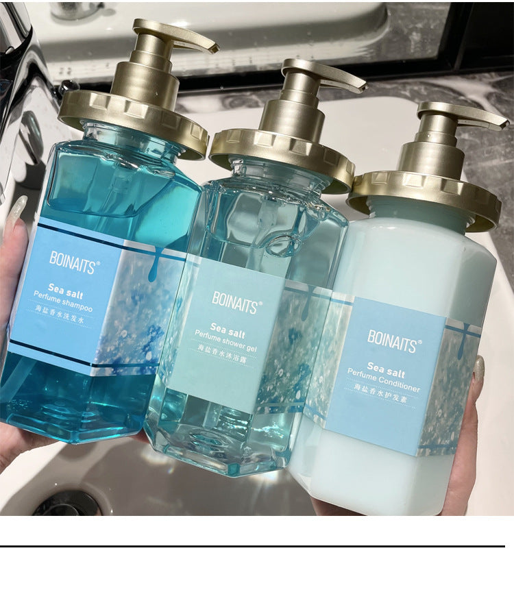 Sea Salt Perfume Wash and Care Three-piece Set Refreshing Oil Control Anti-dandruff Anti-itch Shampoo Conditioner Shower Gel Set