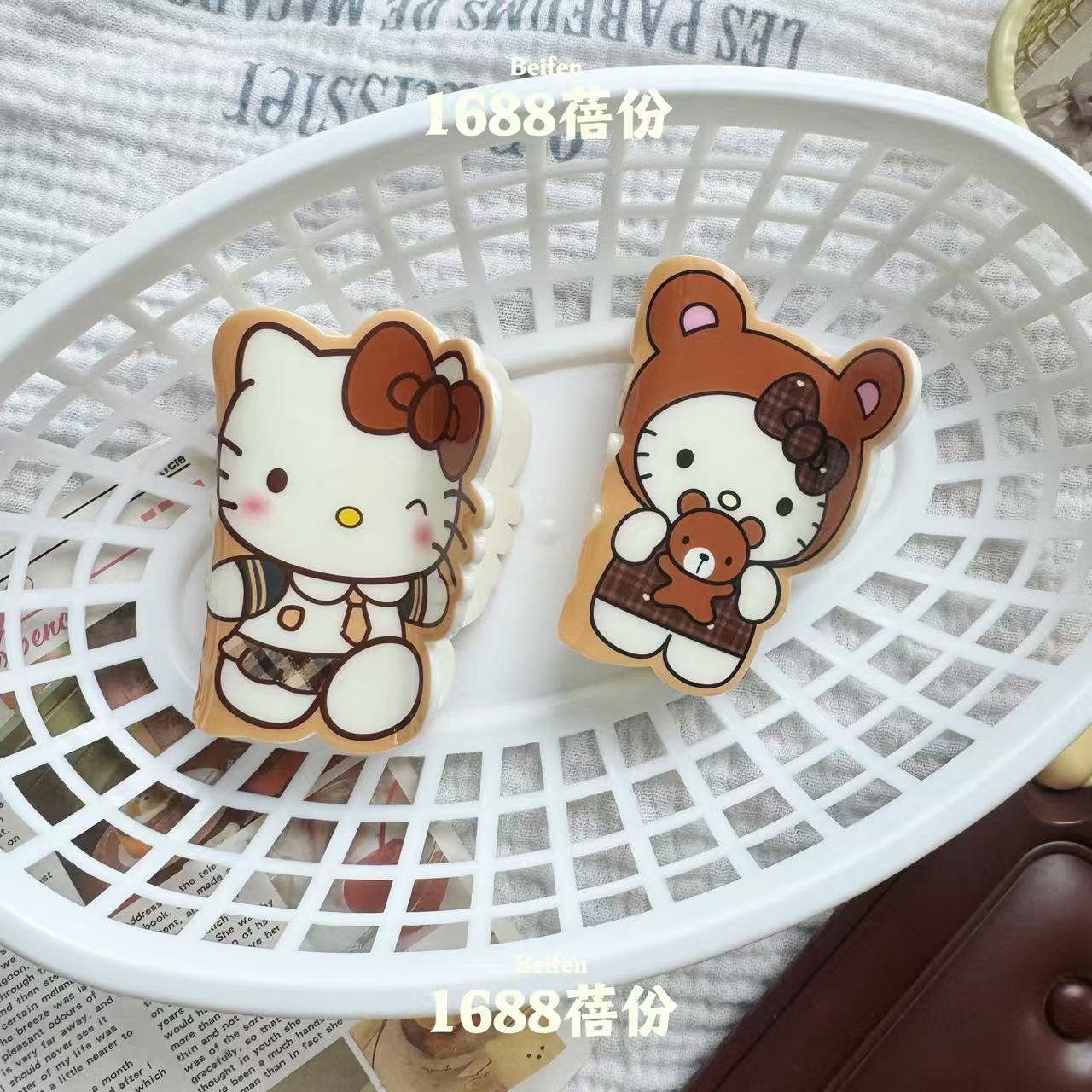 Autumn and Winter Coffee Color Series kitty Cat Claw Clip Cute Girly Heart Back of Head Half Updo Hair Clip Cartoon Shark Clip Large Size