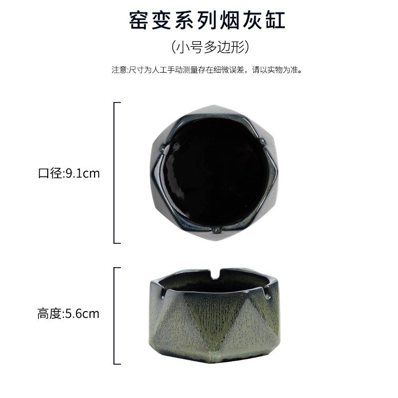 Large Ashtray Creative Personality Ceramic Ashtray Home Retro Chinese Style Living Room Light Luxury Office Trendy Ashtray