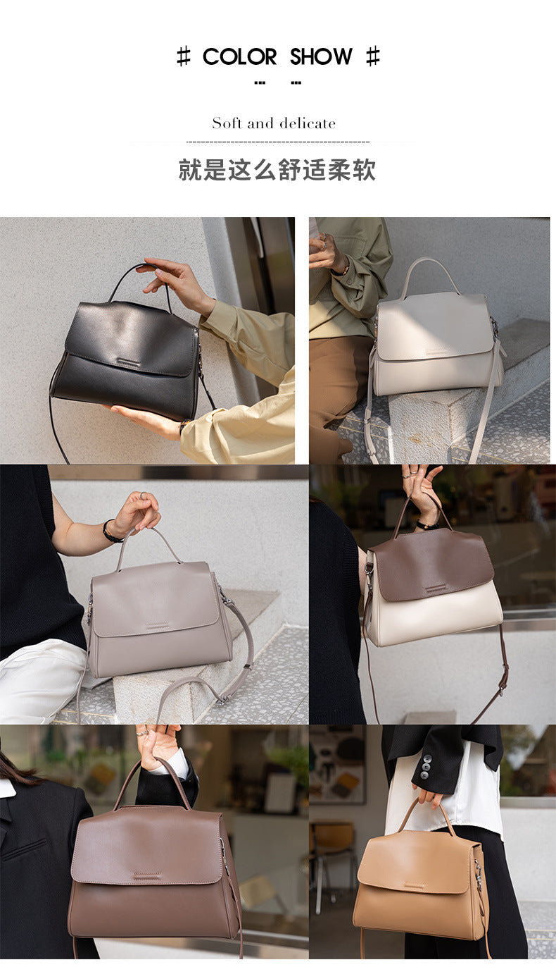 Cross-border Tote Bag for Women2024Summer new soft leather large capacity niche high-end genuine leather single shoulder crossbody bag