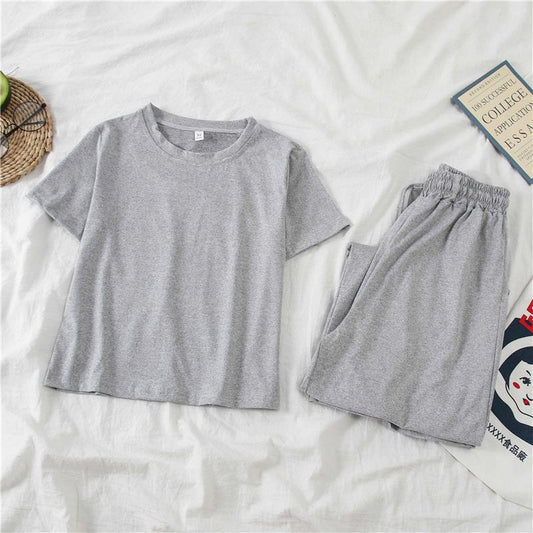 In Stock Cross-Border Amazon Summer New Korean Style Fashionable Petite Height-Enhancing Set Women Short Sleeve Wide-Leg Pants Casual Pants