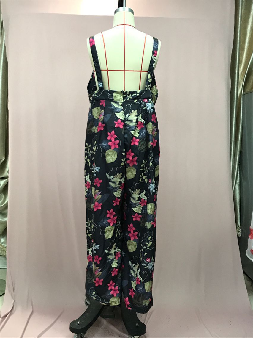 Independent Station European and American2025New Amazon Four-Color Polka Dot Wide-Leg Pants Long Pants Digital Print Backless Jumpsuit