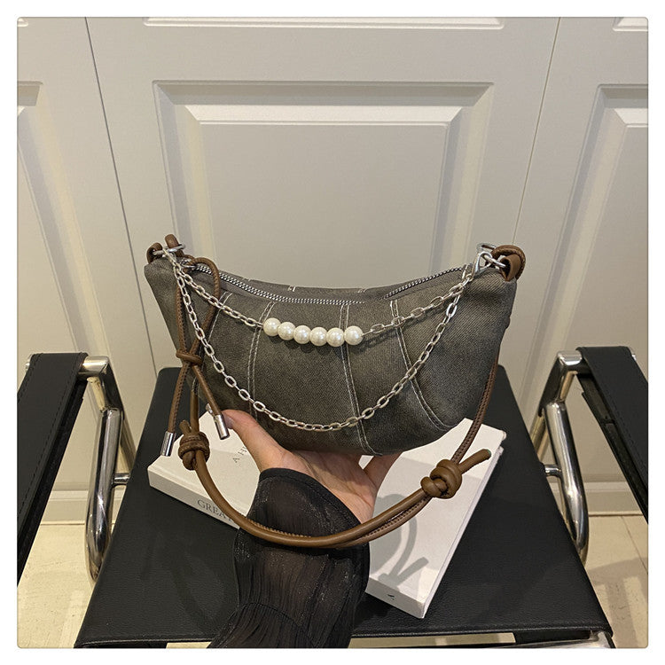 French Niche Ox Horn Bag for Women Shoulder Bag2025New Fashion Dumpling Bag Versatile Simple Crossbody Bag Export