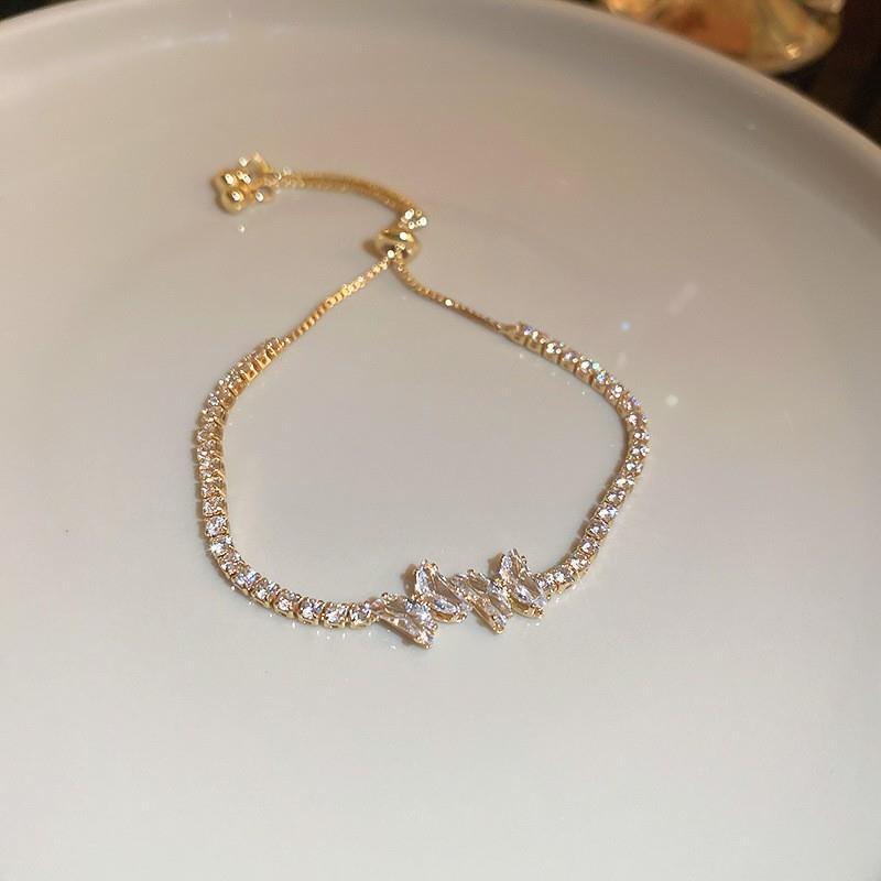 Xiaohongshu Same Style Hot-Selling Zircon Bracelet Light Luxury Niche Exquisite High-End Feel Adjustable Pull Jewelry for Women
