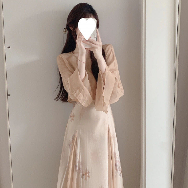 Yuelonggauze2025New Chinese Style National Style Dress Cool Zen Set Ancient Style Wabi-Sabi Dress Tea Dress Cheongsam Dress