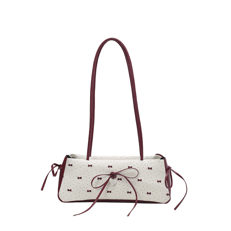 Korean Style High-Value Bowknot Bag for Women2025Summer New Single Shoulder Underarm Bag Fashion Polka Dot Handheld Small Bag for Women
