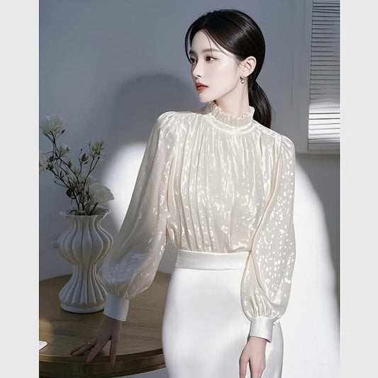 Unique and Super Beautiful White Shirt for Women, High-End Luxury, Youthful and Stylish Little Chanel Style Inner Top2025Spring