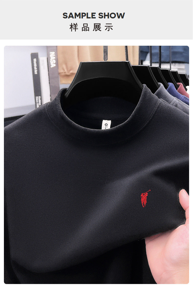 Cross-border foreign trade high-end pony embroidery men's long sleeve t Half Turtleneck Thermal Base Layer Shirt for Men Inner Wear
