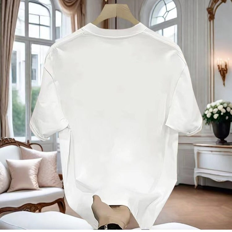 American Style Men's Short Sleeve T T-shirt2025New Men's Clothing Summer Pure Cotton Trendy Loose Men's Fashion Top