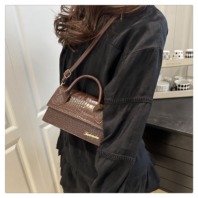 Korean style stone pattern single shoulder bag for women2025New Textured Handheld Small Square Bag Versatile Fashion Simple Crossbody Bag