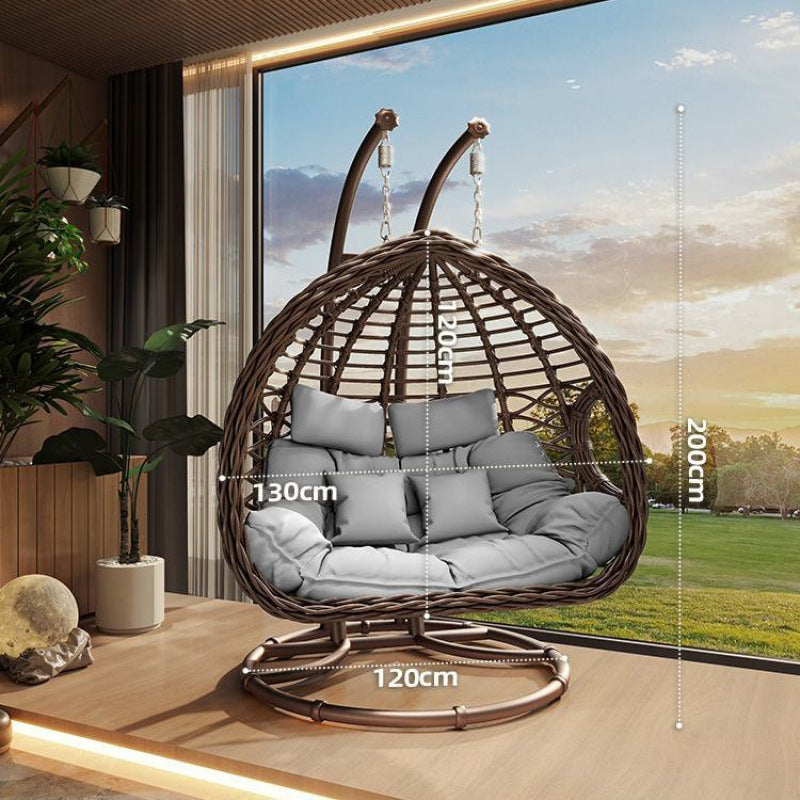 Outdoor Hanging Basket Chair Swing Courtyard Double Hanging Chair Home Balcony Indoor Internet Celebrity Bird's Nest Hammock Rattan Chair Rocking Chair