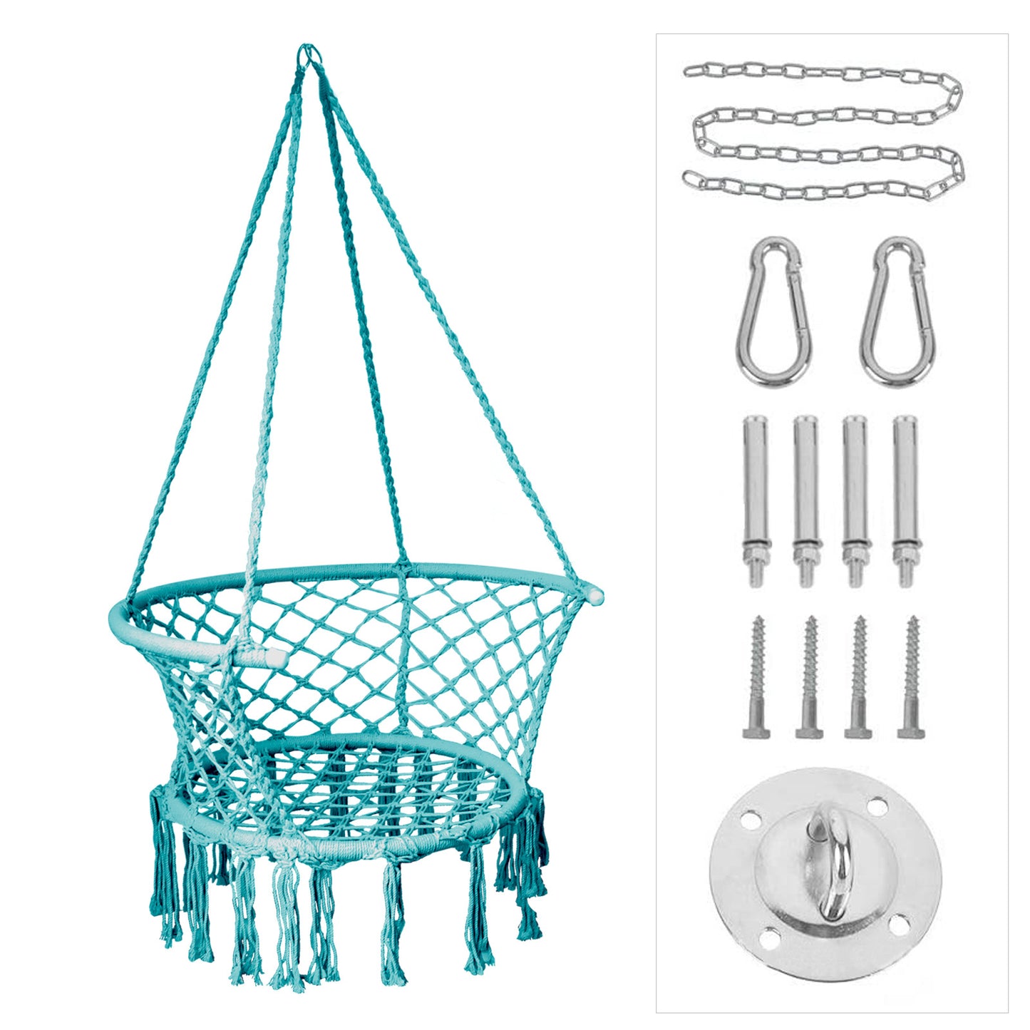 ins Nordic Style Tassel Hanging Chair Handwoven Hanging Basket Cotton Rope Swing Outdoor Hammock Balcony Cradle Chair Wholesale
