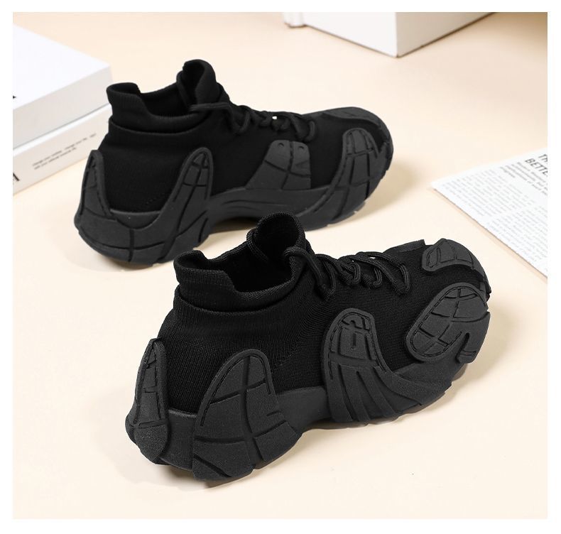 Women's Shoes Spring and Autumn Thick-Soled Dad Shoes Breathable Flyknit Sock Sneakers Women's Octopus Casual Shoes Height-Increasing Shoes