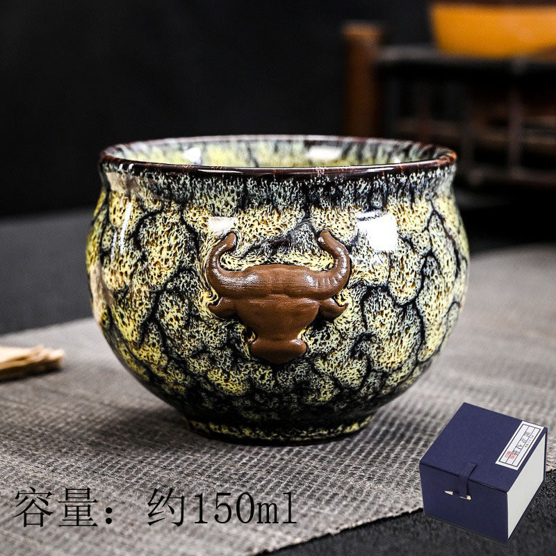 Kiln Change Five Elements Cup Kung Fu Tea Cup Large Capacity Exclusive Master Cup Tasting Cup Tea Bowl High-end Commemorative Tea Cup Gift Box