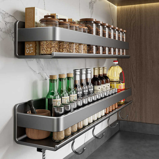 Kitchen Storage Spice Rack Wall-Mounted No-Drill Multifunctional Organizer for Wall Spice Jars Storage Rack