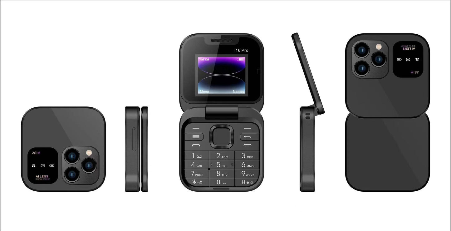 Mini Flip Phone Cross-Border i16 pro Flip Phone Dual SIM2G Button Mini Export Mobile Phone Wholesale