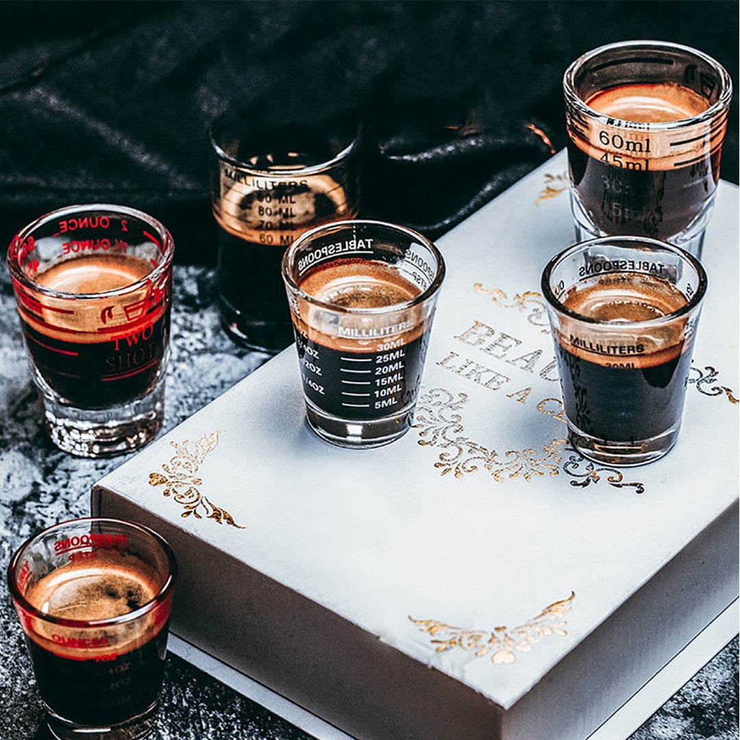 Wholesale Glass Small Round Cup Espresso Cup Double Measurement Baking Coffee Extraction Cup Thickened Liquor Cup Ounce Cup