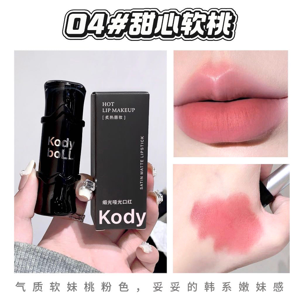 kodyboll Satin Matte Lipstick Velvet Lip Gloss Atmosphere Lip Mud Brightening Non-Drying Long-Lasting Enhancing Complexion