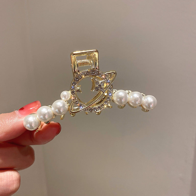 Pearl Large Star Clip Hair Clip Korea ins Fashionable Light Luxury Shark Clip Hair Claw Back of Head Side Hair Accessory for Women