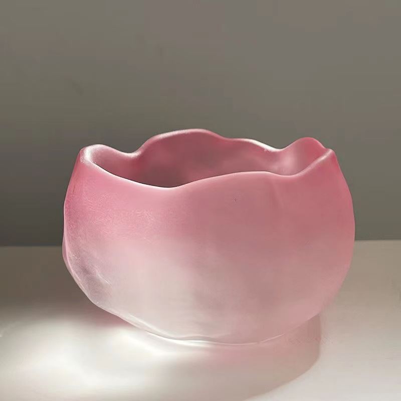 2024National Trend Pink Women's Frosted Glass Tea Set with Gaiwan, Gongdao Cup, Tea Cup, and Tasting Cup Complete Set