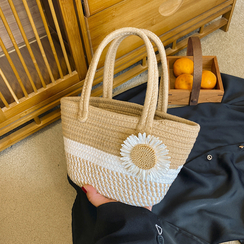 Hand-Woven Bag Women2025New Ethnic Style Straw Bag Forest Style Beach Large Capacity Basket Bag