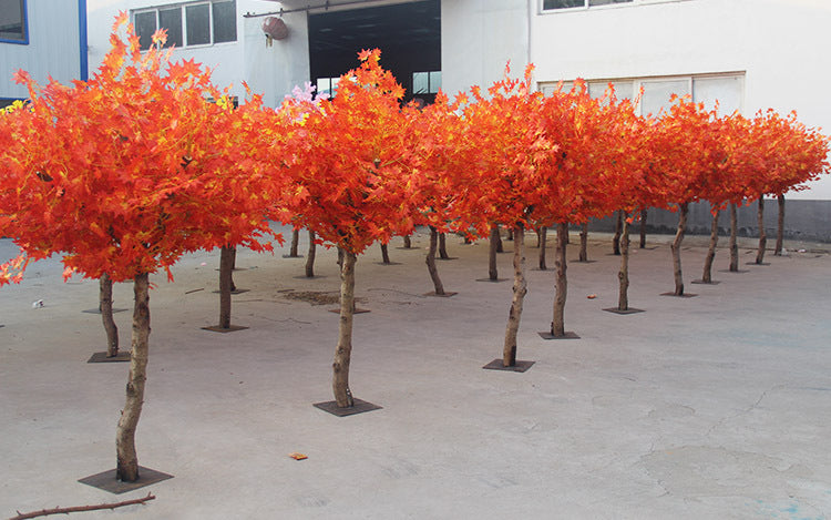 Artificial Red Maple Tree Maple Leaf Tree Indoor and Outdoor Decoration Maple Leaf Fake Tree Square Exhibition Hall Park Hotel Scene Layout Tree