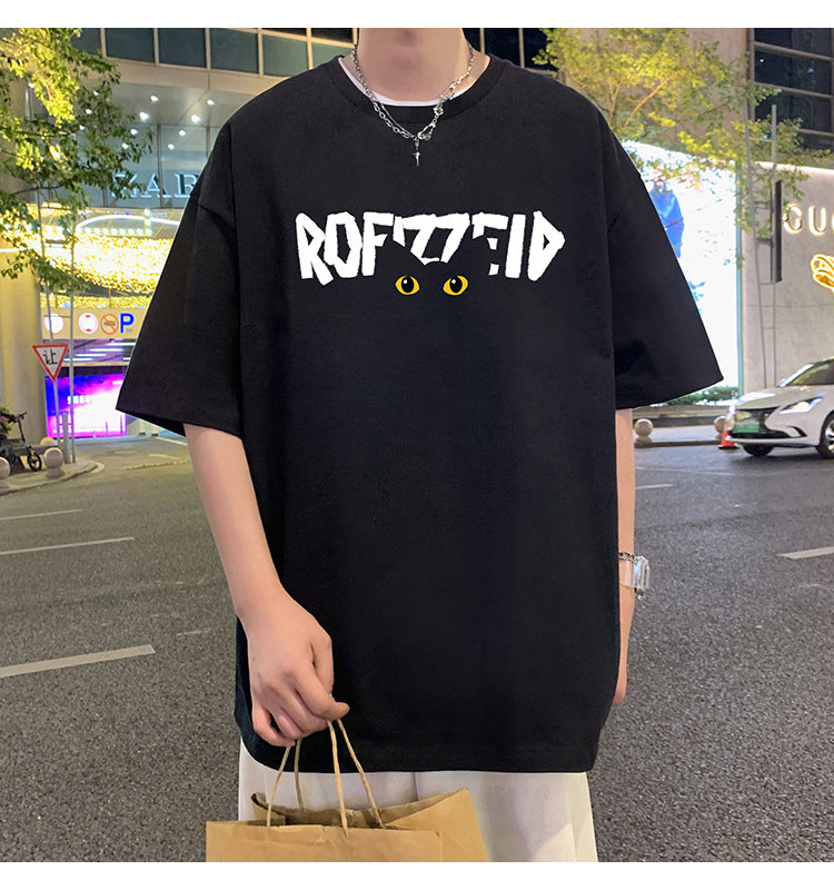 Short Sleeve T Men's Summer New Heavyweight Pure Cotton Crew Neck T-Shirt Large Size Loose Fit Men's Short Sleeve ins Fashion brand top