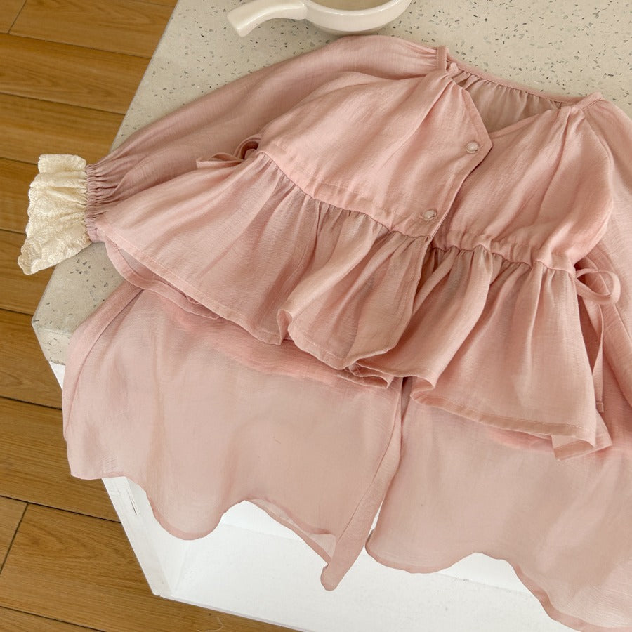 High-end socialite temperament girls' summer outfit2024High-end Sun Protection Shirt and Tea Break Skirt Hot-selling Two-piece Set
