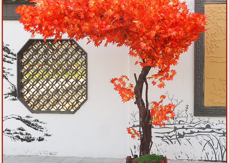 Artificial Red Maple Tree Maple Leaf Tree Indoor and Outdoor Decoration Maple Leaf Fake Tree Square Exhibition Hall Park Hotel Scene Layout Tree