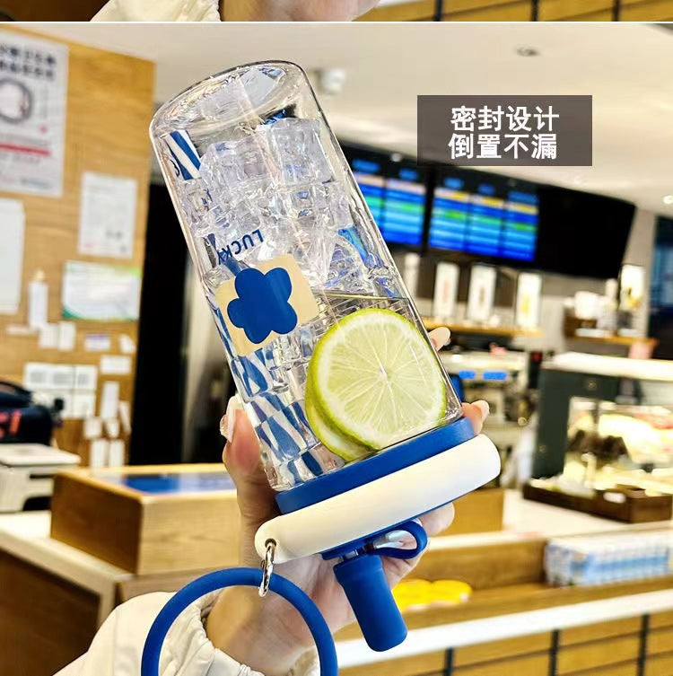 Water Cup for Girls, High Aesthetic Summer Cute Portable Ultra-light Self-contained New Style with Tea Infuser, Internet Celebrity Straw Space Cup