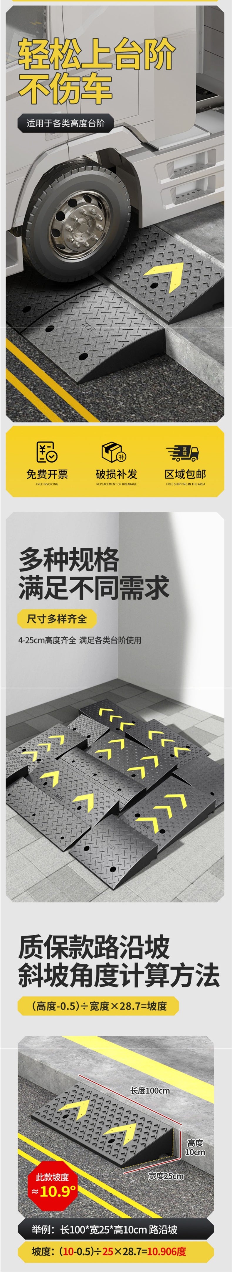 Step Mat Slope Mat Road Curb Rubber Plastic Household Car Sidewalk Slope Plate Speed Bump Threshold Climbing Triangle Mat