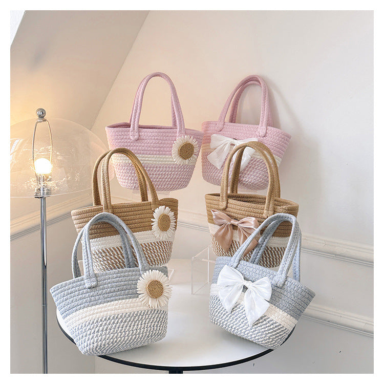 Hand-Woven Bag Women2025New Ethnic Style Straw Bag Forest Style Beach Large Capacity Basket Bag