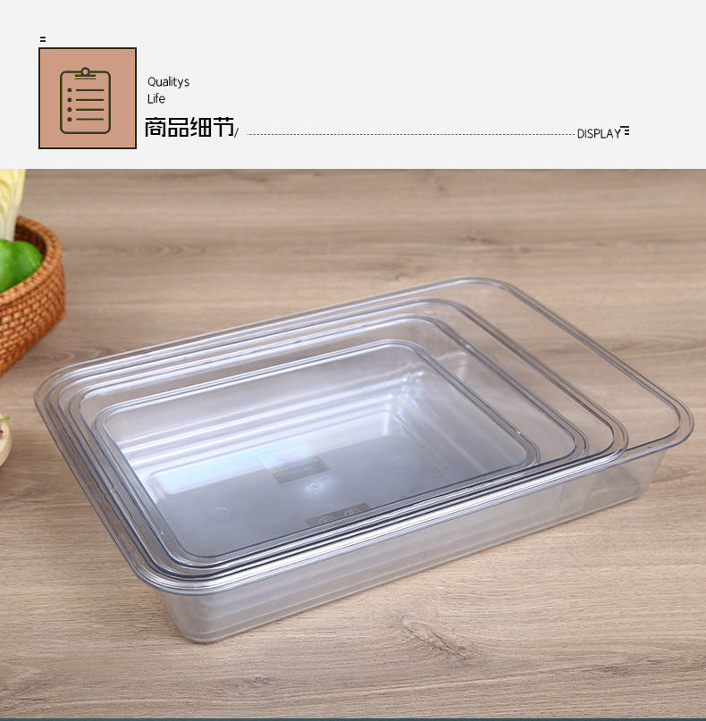 Acrylic Transparent Square Plate Cold Dish Display Plate Commercial Deli Stall Tray Rectangular Food Plastic Square Plate