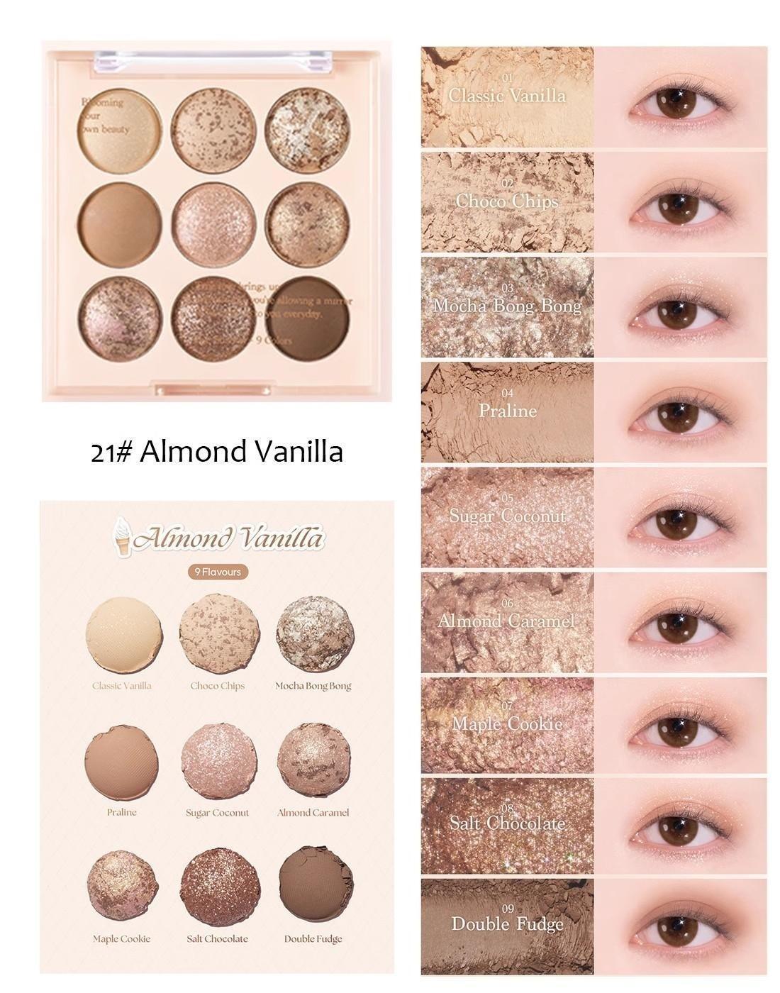 Capel Ice Cream Nine-Color Eyeshadow Palette Pearlescent Matte Rose Palette Under-eye Blush Oat Milk Tea Earth Pure Desire