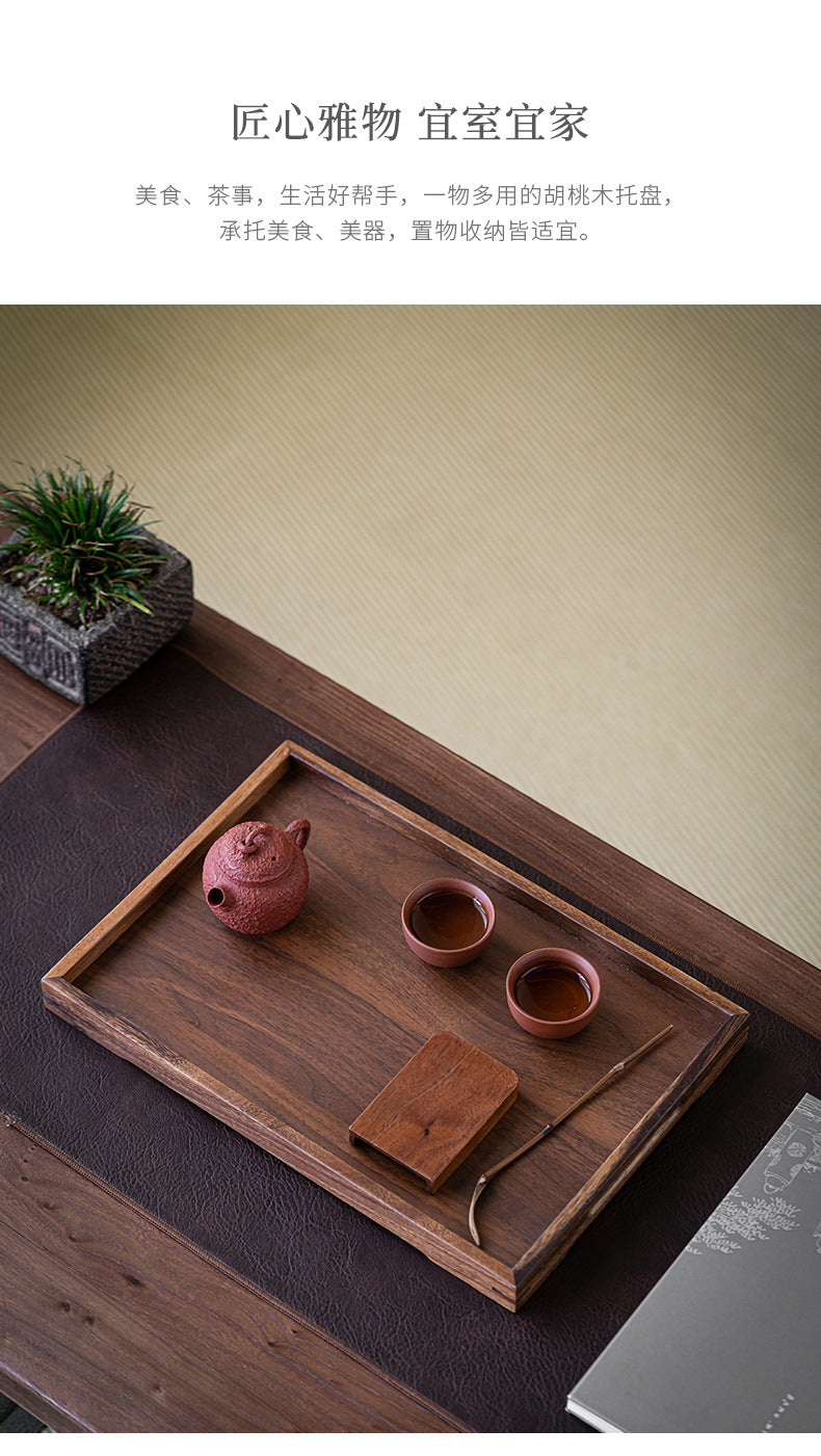Walnut Tea Tray Minimalist Dry Tea Tray Cup Storage Tray Chinese Style Candy Dessert Fruit Tray Tea Room Tea House Wholesale