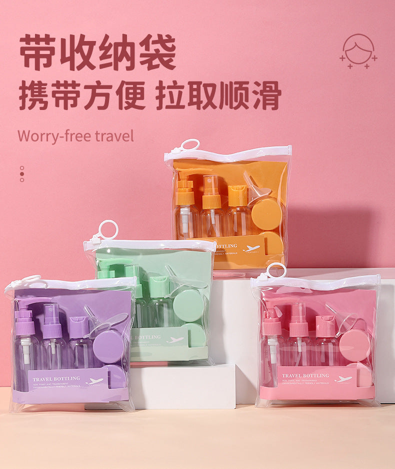 LMLTOP 7Travel Bottle Set 50ml Cosmetic Dispensing Bottle Spray Bottle Press Bottle Cream Box SY760