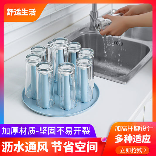 Home Cup Holder Tea Set Wooden Inverted Draining Cup Rack Dustproof Tea Cup Glass Cup Creative Storage Organizer