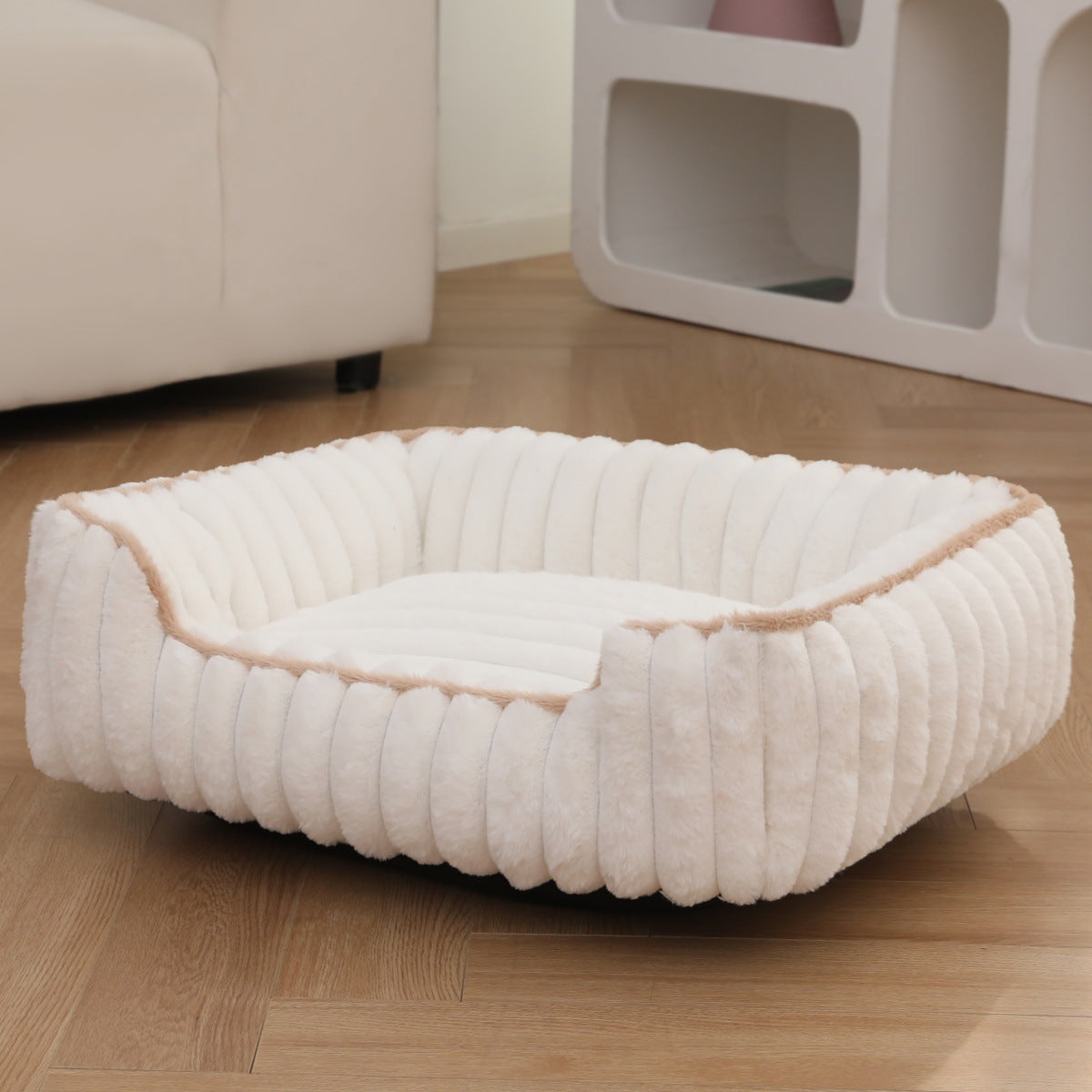 New Thickened Straight Bar Square Nest Rabbit Plush Soft Comfortable Pet Bed Deep Sleep Cat Nest Four Seasons Dog Nest