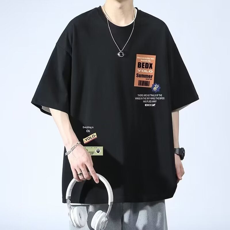Summer Teenage Suit Boys Short Sleeve T T-shirt Short Sleeve New Style High School Student Trendy Casual Sports Two Pieces