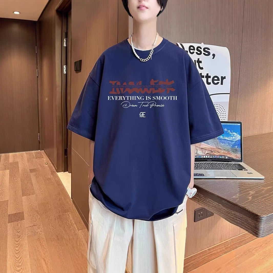 American Cotton Short Sleeve t Men's Summer T-shirt2025Youth Trendy Brand oversize Men's Half Sleeve Top