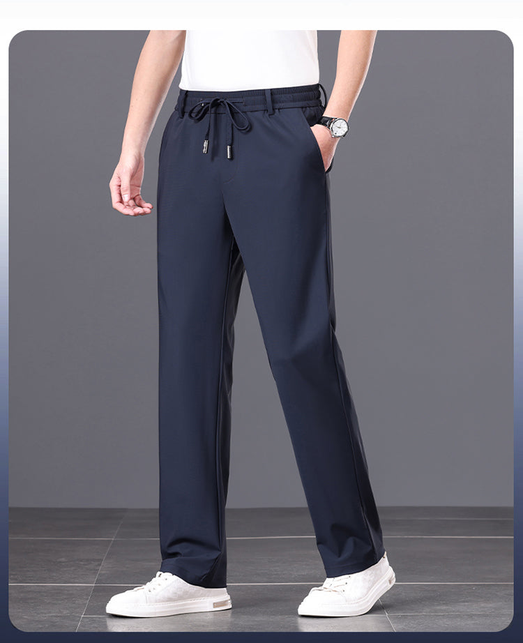 Ice Silk Men's Pants2025New Men's Casual Pants Summer Thin Loose Straight Sports Pants Quick-Dry Trousers