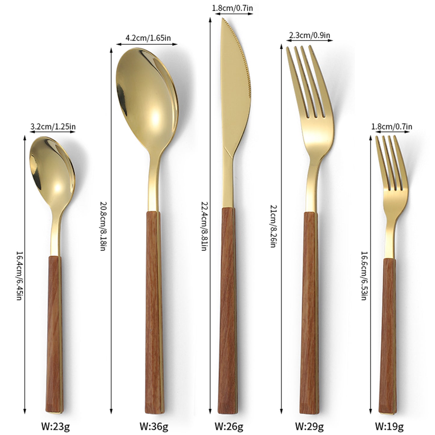 Stainless Steel Clip Handle Tableware Japanese and Korean ins Imitation Wood Grain Handle Steak Knife Fork Spoon Set Wooden Handle Dessert Spoon