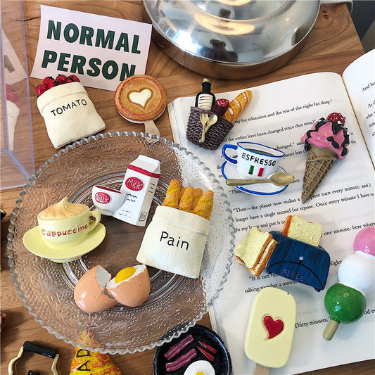 *Beautiful Little Aunt* Refrigerator Magnet 3D Creative Magnetic Sticker Simulation Food Bread Message Sticker Magnetic