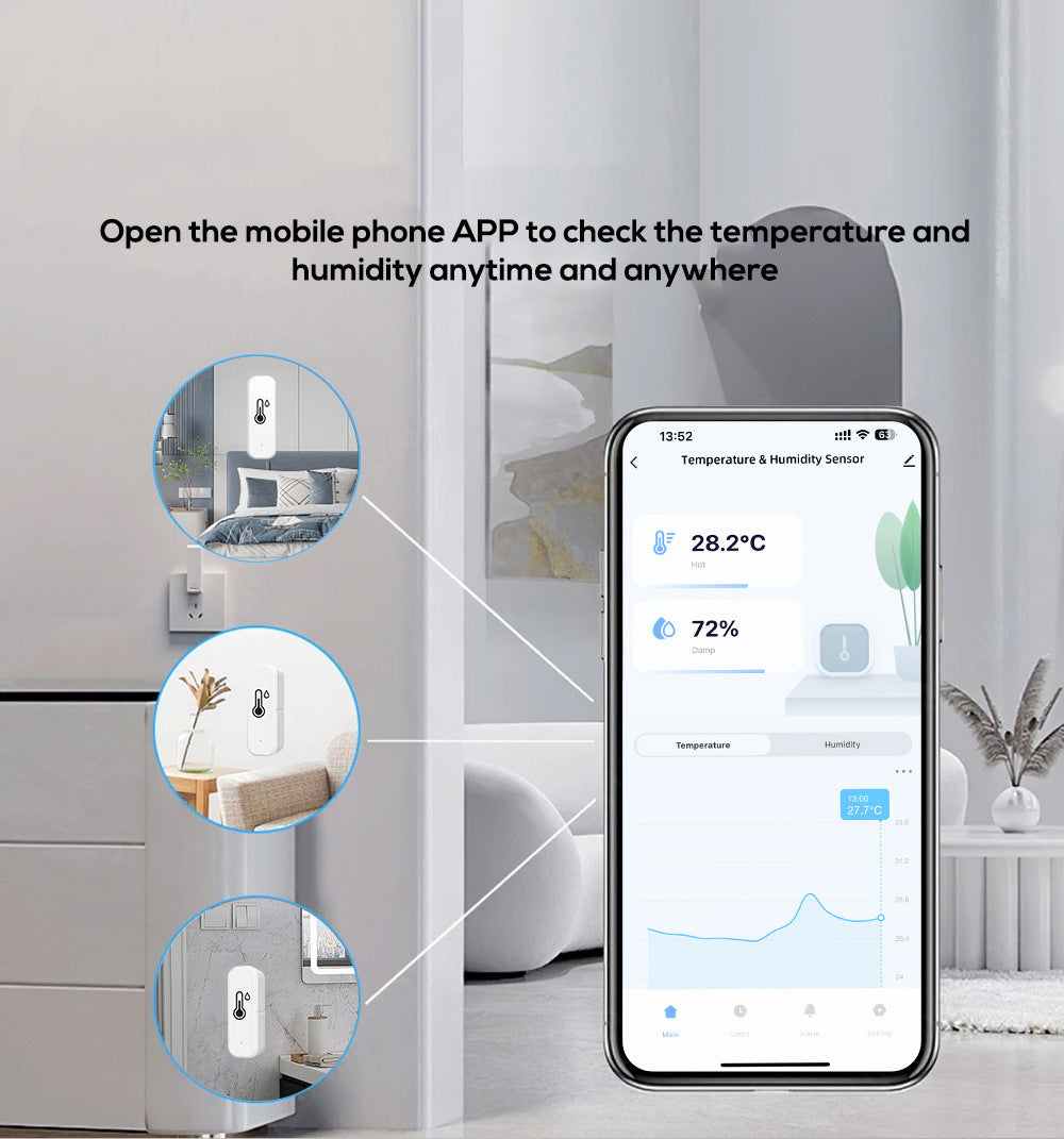 Tuya Graffiti wifi Bluetooth temperature and humidity meter detector indoor WIFI Temperature and Humidity Detector WiFi Sensor