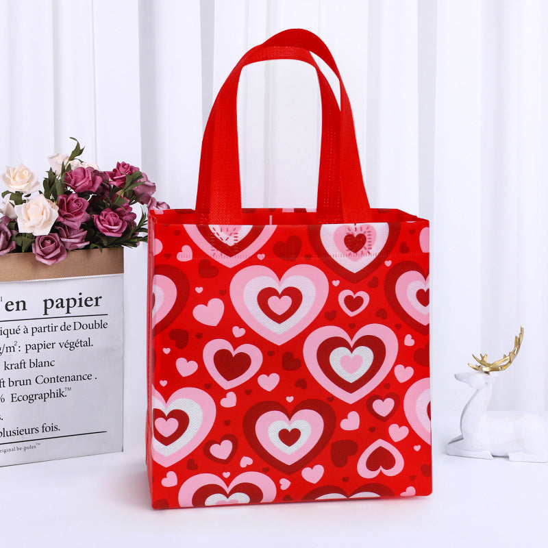 Valentine's Day Gift Bag Advertising Shopping Bag Laminated Waterproof Handbag Color Printing LOGO Versatile Wholesale Non-Woven Bags