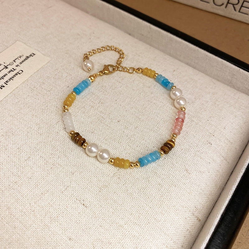 Baroque Freshwater Pearl Necklace Simple Elegant Colorful Beaded Collarbone Chain Niche Light Luxury High-End Sense Necklace for Women