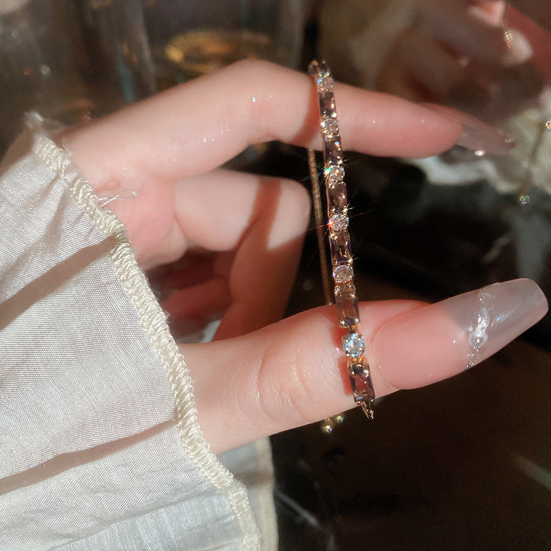 Xiaohongshu Same Style Hot-Selling Zircon Bracelet Light Luxury Niche Exquisite High-End Feel Adjustable Pull Jewelry for Women