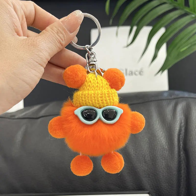 Rex Rabbit Fur Small Coal Ball Keychain Small Pendant Big Eyed Cartoon Plush Backpack Pendant High-end Small Gift http://detail.1688.com/offer/969101839202.html