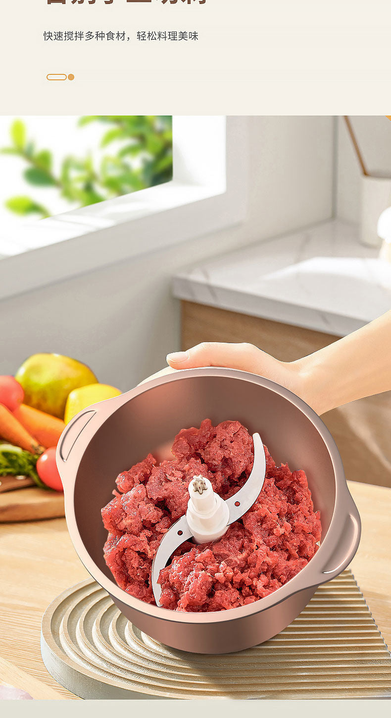 Meat Grinder Household Mixer Meat Mincer Stainless Steel Multifunctional Electric Food Processor Garlic Mincer Vegetable Chopper Cross-Border